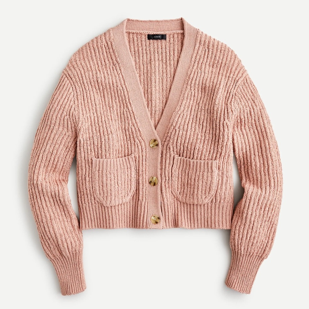 J.Crew cropped patch-pocket beach cardigan sweater